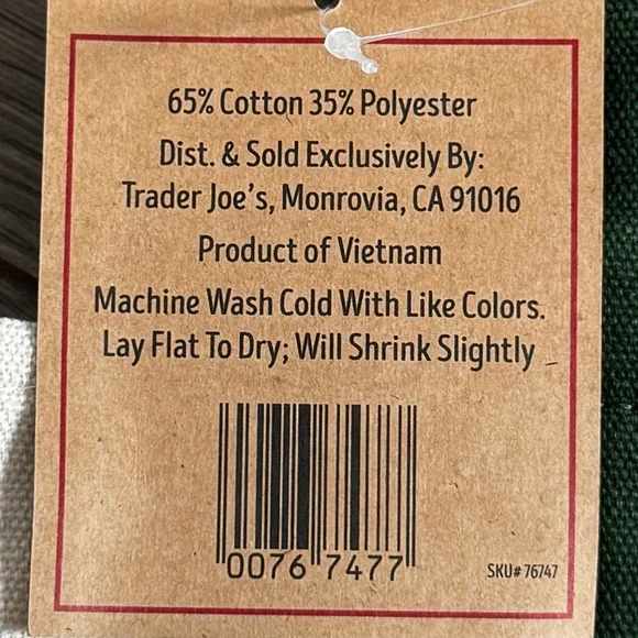 NWT Trader Joe’s Mini Canvas Tote Bag Brand New Dark Green w Red Logo - Picture 8 of 8